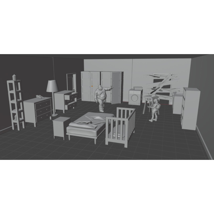 Set de escenografía de interior con 17 elementos (digital)