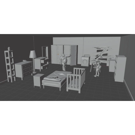 Set de escenografía de interior con 17 elementos (digital)