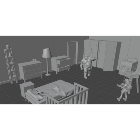 Set de escenografía de interior con 17 elementos (digital)
